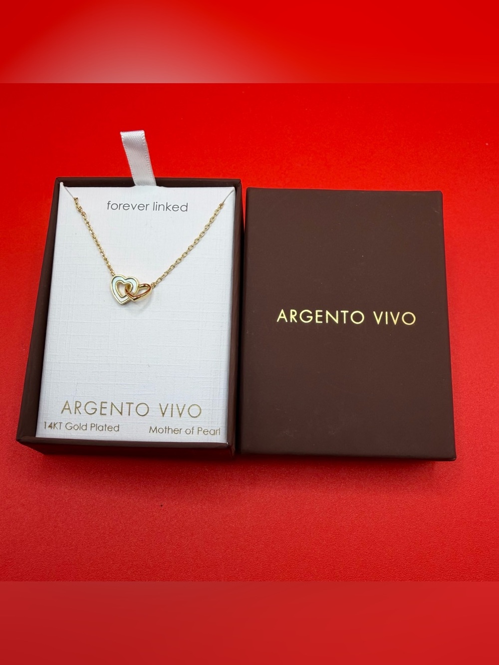 Argento Vivo Gold Plated Double Heart Necklace - Gold